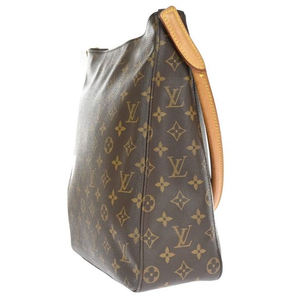LOUIS VUITTON Logo Looping GM Shoulder Bag Monogram Leather Brown - Picture 10 of 15